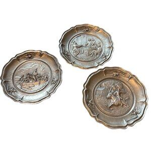 3 Birth Of A Nation Pewter Plates 10" Set